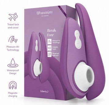 Вакуумный клиторальный стимулятор Womanizer Liberty 2 Purple, 8 режимов, магнитная крышечка фото и описание