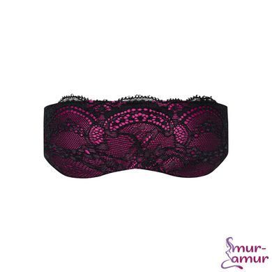 Атласная маска Obsessive Roseberry mask, pink, украшена кружевом, для сна фото и описание