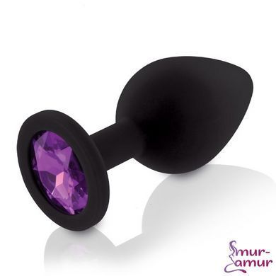 Набір силіконових анальних пробок із кристалом Rianne S: Booty Plug Set Black, діаметр 3,2см, 3,5см, 4,2см