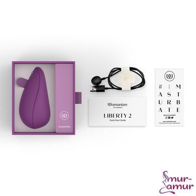 Вакуумний кліторальний стимулятор Womanizer Liberty 2 Purple, 8 режимів, магнітна кришечка фото і опис