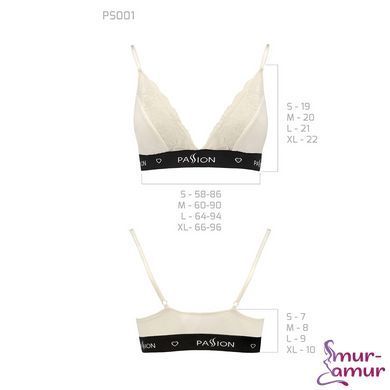 Еластичний топ з мереживом Passion PS001 TOP S, ecru фото і опис