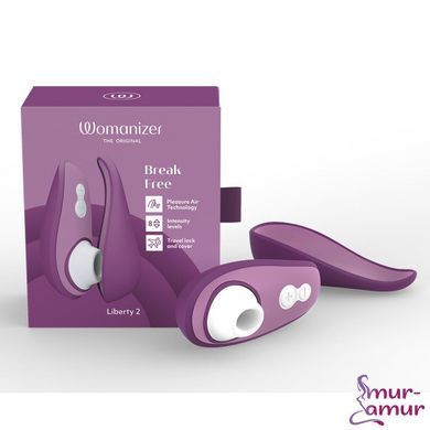 Вакуумний кліторальний стимулятор Womanizer Liberty 2 Purple, 8 режимів, магнітна кришечка фото і опис