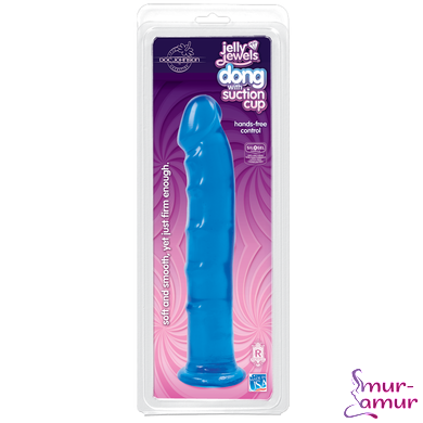 Фаллоимитатор Doc Johnson Jelly Jewels Dong & Suction Cup Blue, диаметр 3,6см, антибактериальный ПВХ