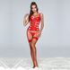 Корсет JSY "Вирджини" с мокрым эффектом One Size Red: ажурный декор, пажи, трусики, чулки фото