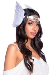 Повязка на голову с крыльями Leg Avenue Feather headband White, перья и натуральная кожа фото и описание