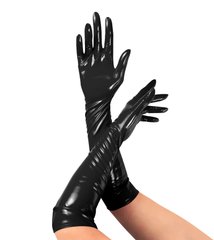Глянцевые виниловые перчатки Art of Sex - Lora, размер S, цвет Черный фото и описание