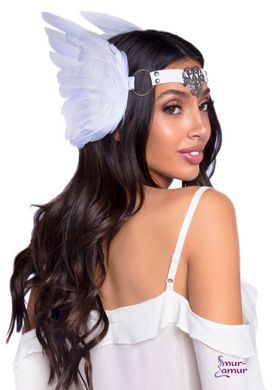 Повязка на голову с крыльями Leg Avenue Feather headband White, перья и натуральная кожа фото и описание