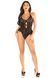 Боді Leg Avenue Lace Floral Lace Halter Teddy with Flutter Accent One Size, Black фото