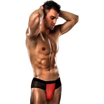 Чоловічі трусики з червоним гульфіком Passion 007 THONG red L/XL фото і опис