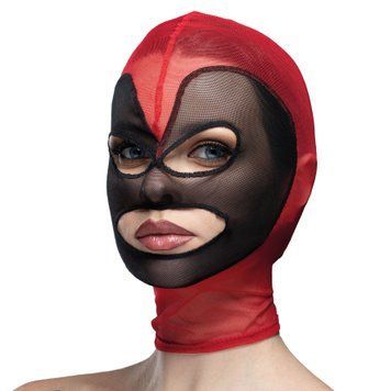 Маска серце сітка з відкритим ротом та очима Feral Feelings - Hearts Mask Red/Black фото і опис