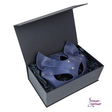 Преміум маска кішечки LOVECRAFT, натуральна шкіра, блакитна, подарункова упаковка фото і опис