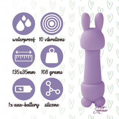 Міні-вібратор FeelzToys Magic Bunny Purple з двома насадками фото і опис