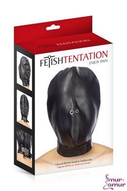Капюшон для БДСМ Fetish Tentation Closed BDSM hood in leatherette фото і опис