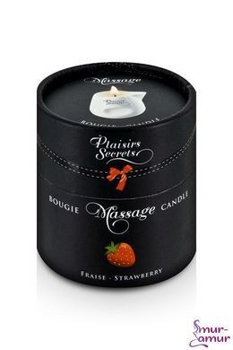 Масажна свічка Plaisirs Secrets Strawberry (80 мл) подарункова упаковка, керамічний посуд фото і опис