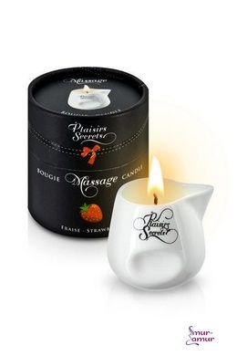 Масажна свічка Plaisirs Secrets Strawberry (80 мл) подарункова упаковка, керамічний посуд фото і опис