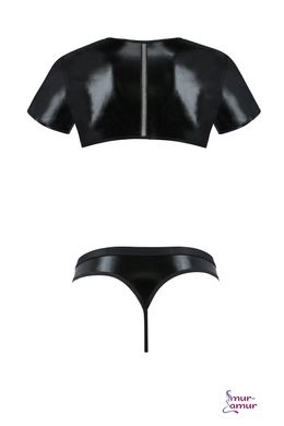 Комплект мужского белья под латекс Passion 057 Set Peter L/XL Black, кроп-топ, стринги фото и описание