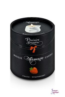 Масажна свічка Plaisirs Secrets Strawberry (80 мл) подарункова упаковка, керамічний посуд фото і опис