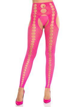 Колготки Leg Avenue Seamless Opaque Footless Suspender Hose One Size Neon Pink фото и описание