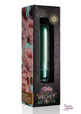 Вибропуля Rocks Off RO-90mm Touch of Velvet Aqua Lily матовая, 10 режимов работы, на батарейке фото и описание