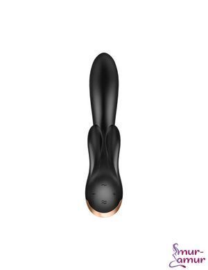 Смарт вибратор-кролик с двойным отростком Satisfyer Double Flex Black фото и описание