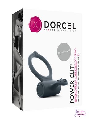 Ерекційне кільце Dorcel Power Clit Plus з вібрацією, перезаряджається, з язичком та щіточкою фото і опис