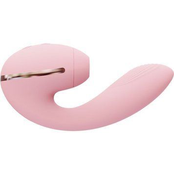 Вакуумний вібратор KISSTOY Tina Mini Pink, вагінально-кліторальний фото і опис