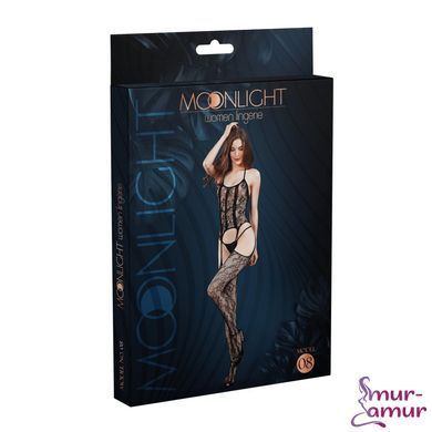 Бодістокінг з доступом Moonlight Model 08 XS-L Black, імітація корсета та панчіх на підв&rsquo;язках фото і опис