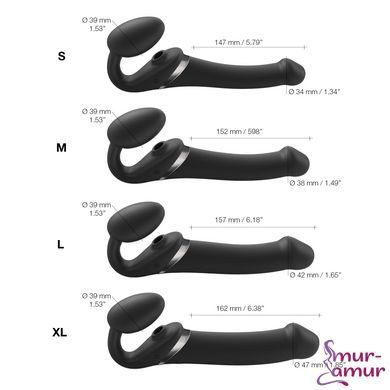 Безремневой вибрострапон с вакуумной стимуляцией Strap-On-Me MULTI ORGASM Black XL, регулируемый фото и описание