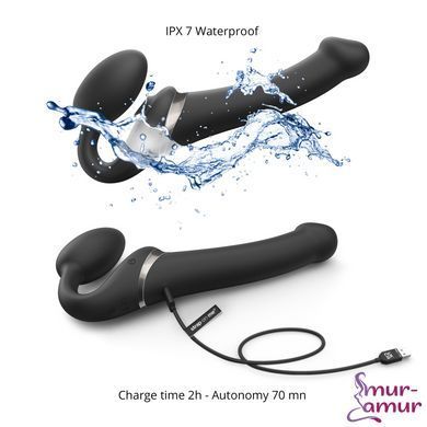 Безремневой вибрострапон с вакуумной стимуляцией Strap-On-Me MULTI ORGASM Black XL, регулируемый фото и описание