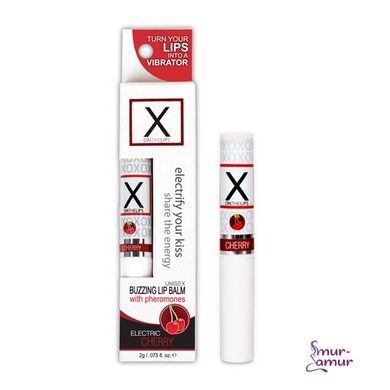 Стимулирующий бальзам для губ унисекс, вишня Sensuva - X on the Lips Cherry с феромонами, вишня фото и описание
