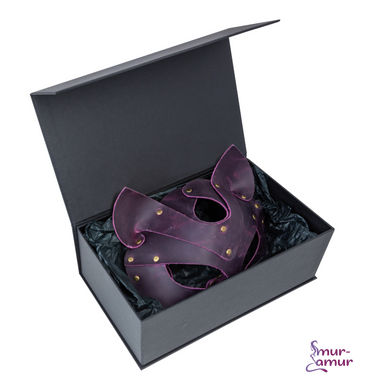 Премиум маска кошечки LOVECRAFT, натуральная кожа, фиолетовая, подарочная упаковка фото и описание