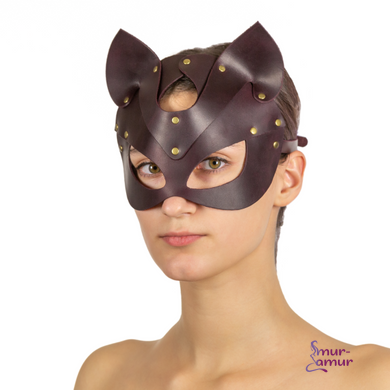Преміум маска кішечки LOVECRAFT, натуральна шкіра, фіолетовий, подарункова упаковка фото і опис