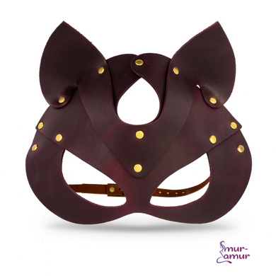Преміум маска кішечки LOVECRAFT, натуральна шкіра, фіолетовий, подарункова упаковка фото і опис