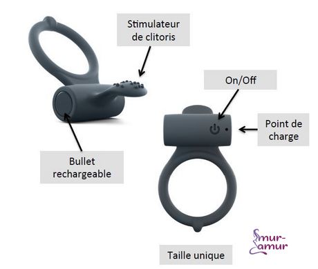 Эрекционное кольцо Dorcel Power Clit Plus с вибрацией, перезаряжаемое, с язычком со щеточкой фото и описание