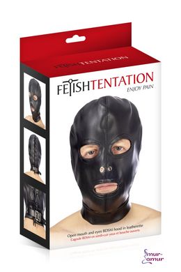 Капюшон для БДСМ с открытыми глазами и ртом Fetish Tentation Open mouth and eyes BDSM hood фото и описание