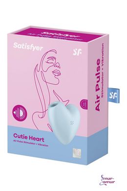 Вакуумный стимулятор-сердечко с вибрацией Satisfyer Cutie Heart Blue фото и описание