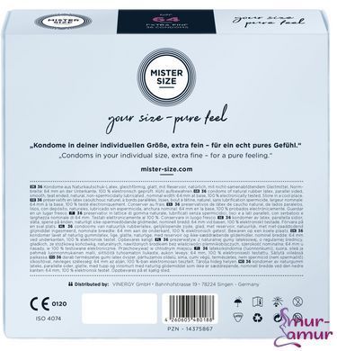 Презервативи Mister Size - pure feel - 64 (36 condoms), товщина 0,05 мм