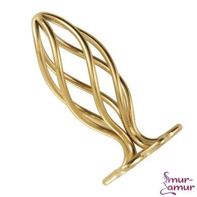 Металева анальна пробка LOCKINK SEVANDA Hollow Spiral Golden, S, золотиста, діаметр 2,6 см