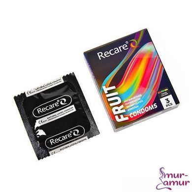 Презервативы Holographic Recare Color Fruit Flavour Condoms 3 шт, ароматы: мята, банан, клубника