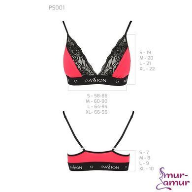 Еластичний топ з мереживом Passion PS001 TOP M, red-black фото і опис
