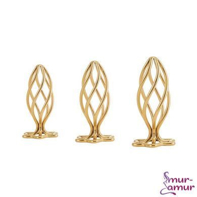 Металева анальна пробка LOCKINK SEVANDA Hollow Spiral Golden, S, золотиста, діаметр 2,6 см