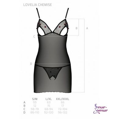 Сорочка з вирізами на грудях + стрінги LOVELIA CHEMISE black L/XL - Passion фото і опис