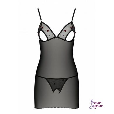 Сорочка з вирізами на грудях + стрінги LOVELIA CHEMISE black L/XL - Passion фото і опис