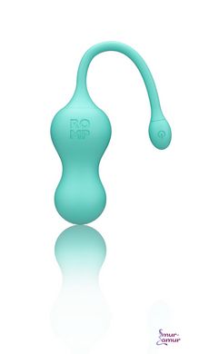 Віброяйце для точки G з пультом керування Romp Cello Light Teal, водонепроникне фото і опис