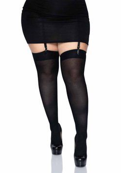 Плотные непрозрачные чулки Leg Avenue Nylon Thigh Highs Black, plus size фото и описание