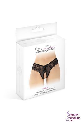 Трусики-стринги с открытым доступом Fashion Secret Alicia Black, с бантиком фото и описание