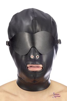 Капюшон для БДСМ зі знімною маскою Fetish Tentation BDSM hood in leatherette with removable mask фото і опис