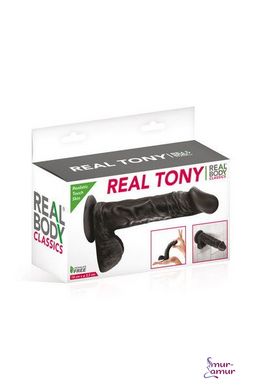 Фалоімітатор Real Body — Real Tony Black, TPE, діаметр 3,5 см фото і опис