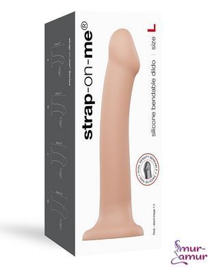 Насадка для страпону Strap-On-Me Dual Density Dildo Flesh L, діаметр 3,7 см, двошарова, гнучкий фото і опис