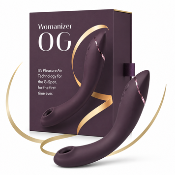 Вакуумний стимулятор для точки G та клітора з вібрацією Womanizer OG Aubergine, 12 рівнів, 3 режими фото і опис